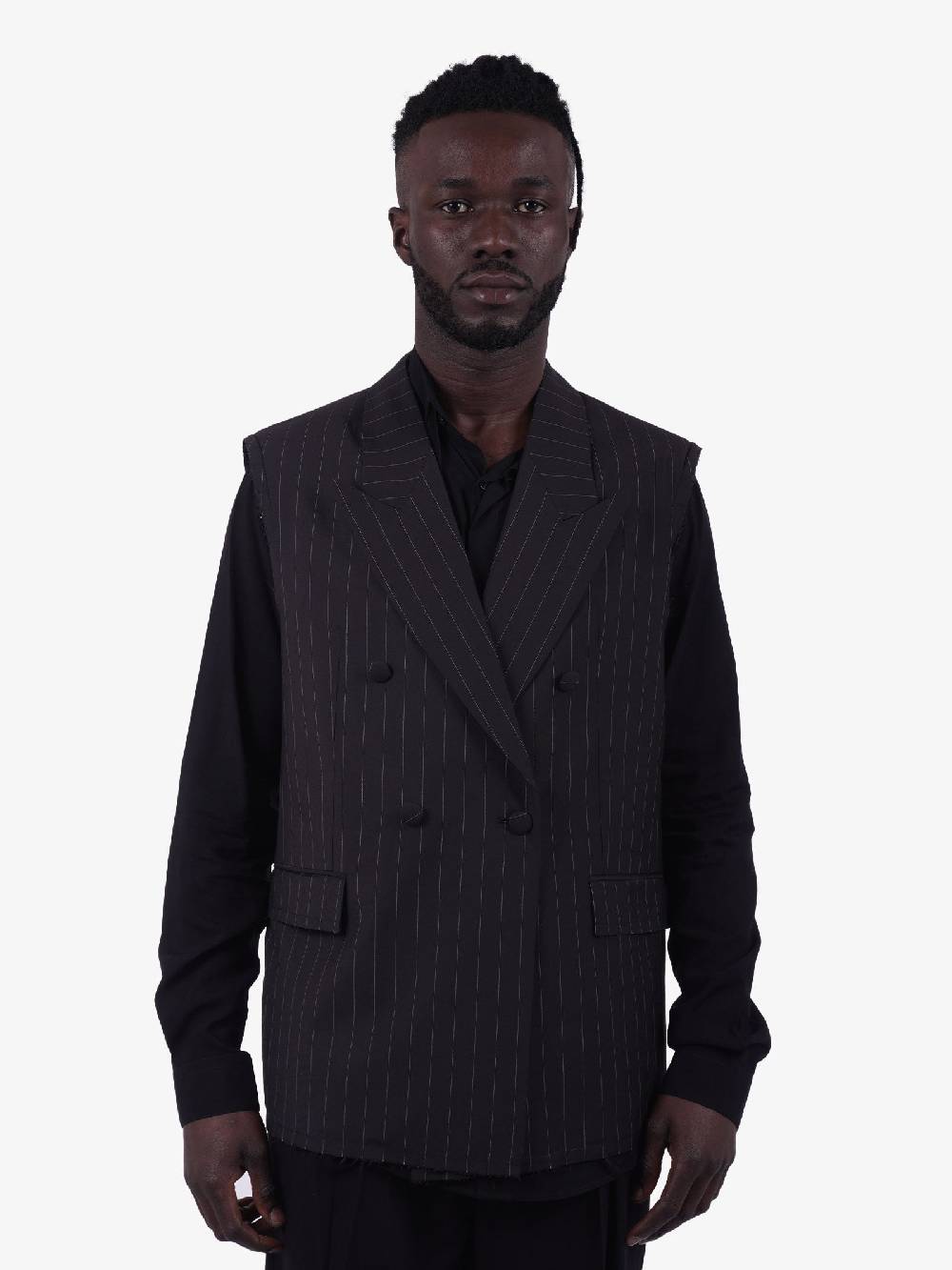 MARSEM Gilet Gessato Uomo Nero