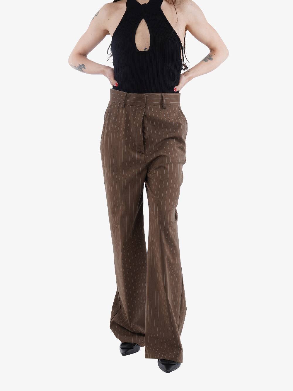 MARSEM Pantaloni Donna Poliestere Marrone Modello