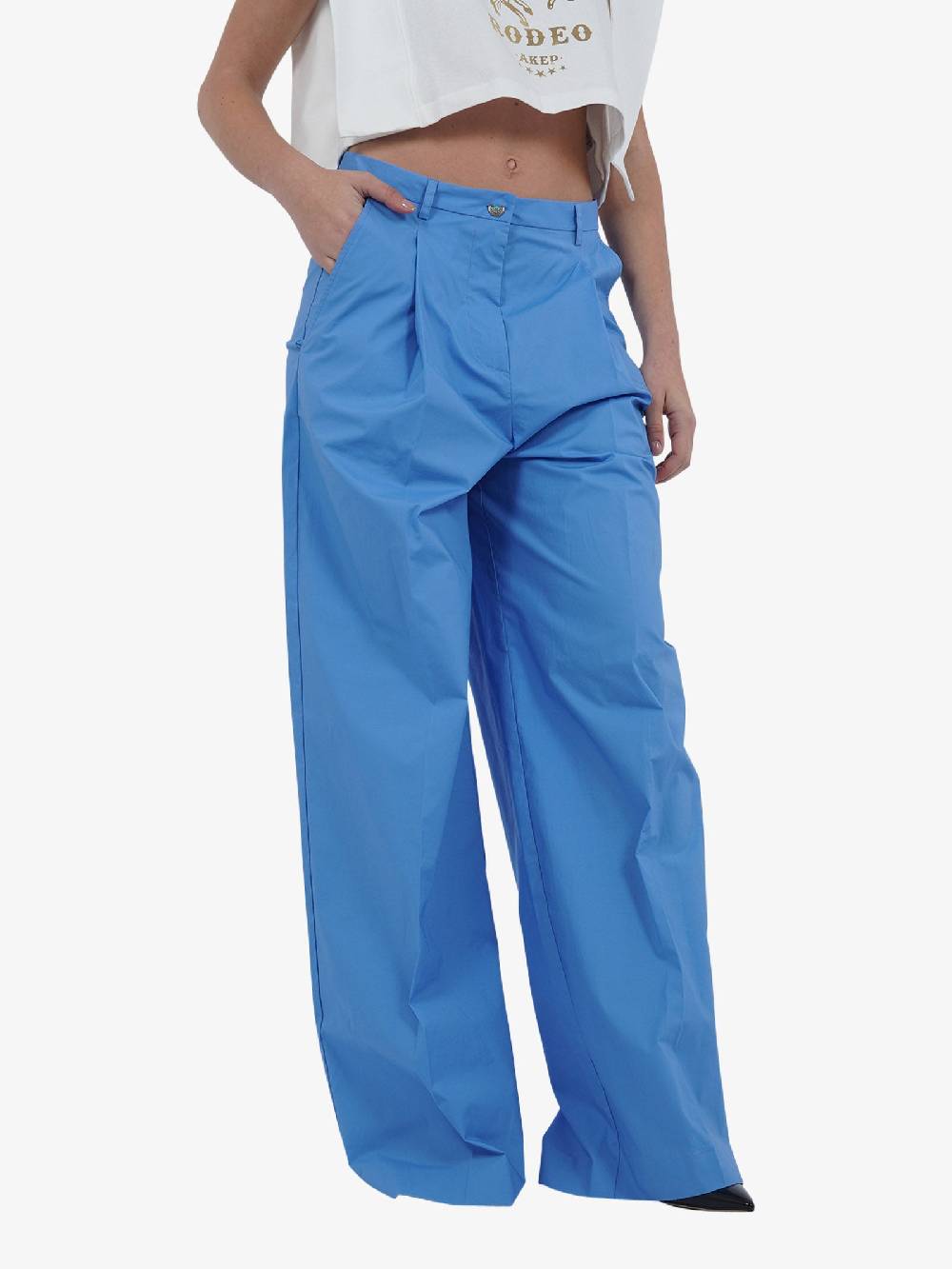 MERCI Pantalone P347E Donna Cotone Azzurro