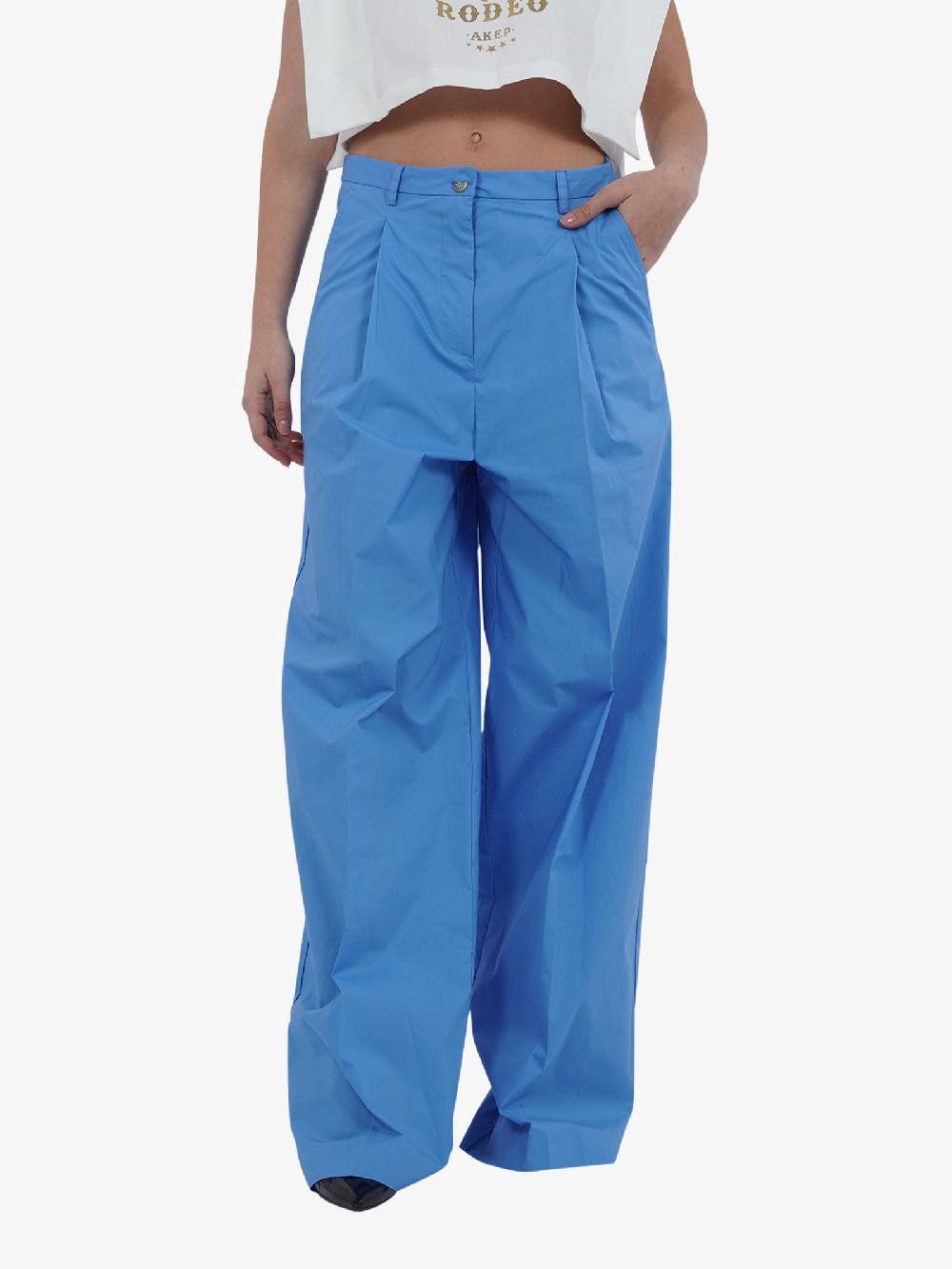 MERCI Pantalone P347E Donna Cotone Azzurro