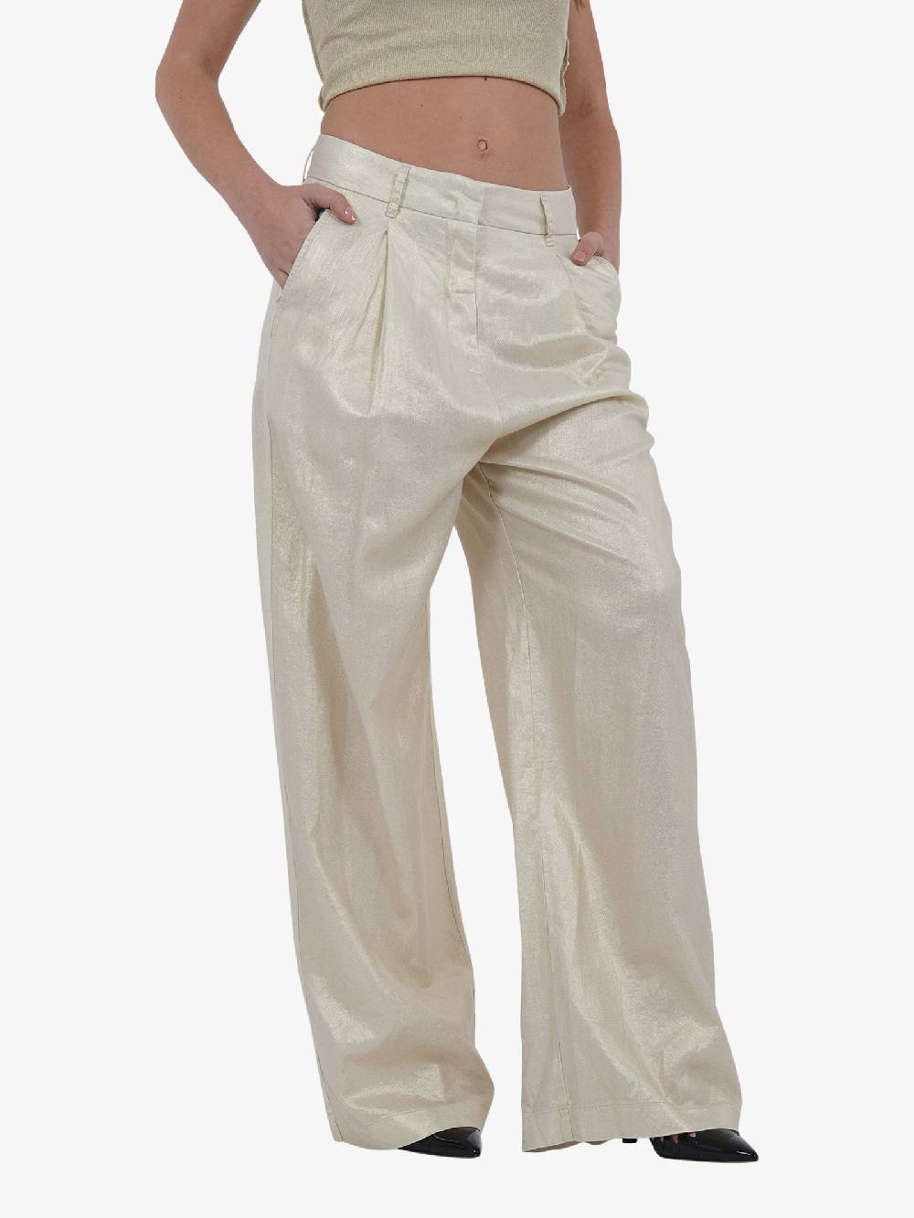 MERCI Pantalone P347F Donna Lino Oro