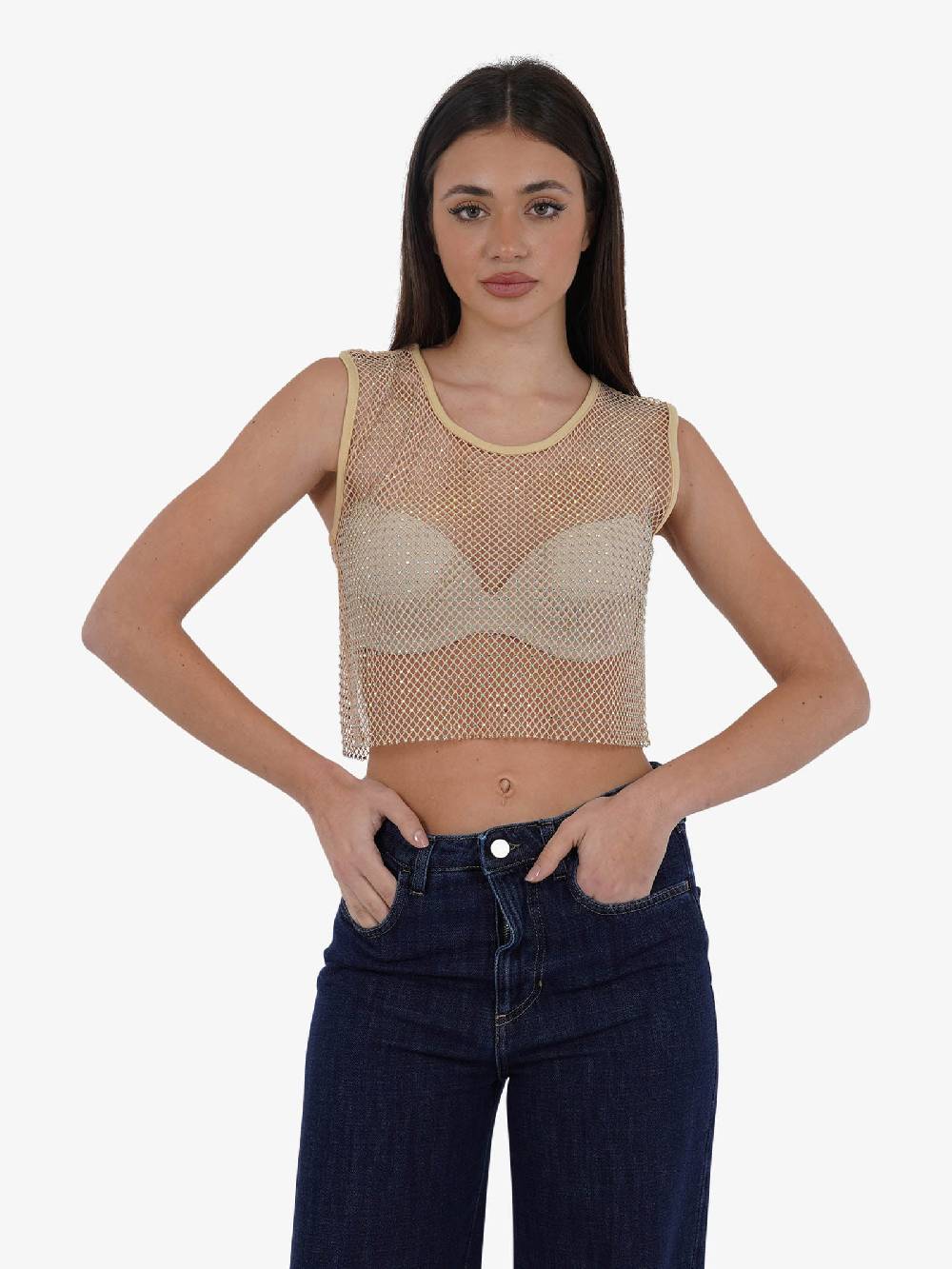 MERCI Top Corto Licia Donna Traforato Oro