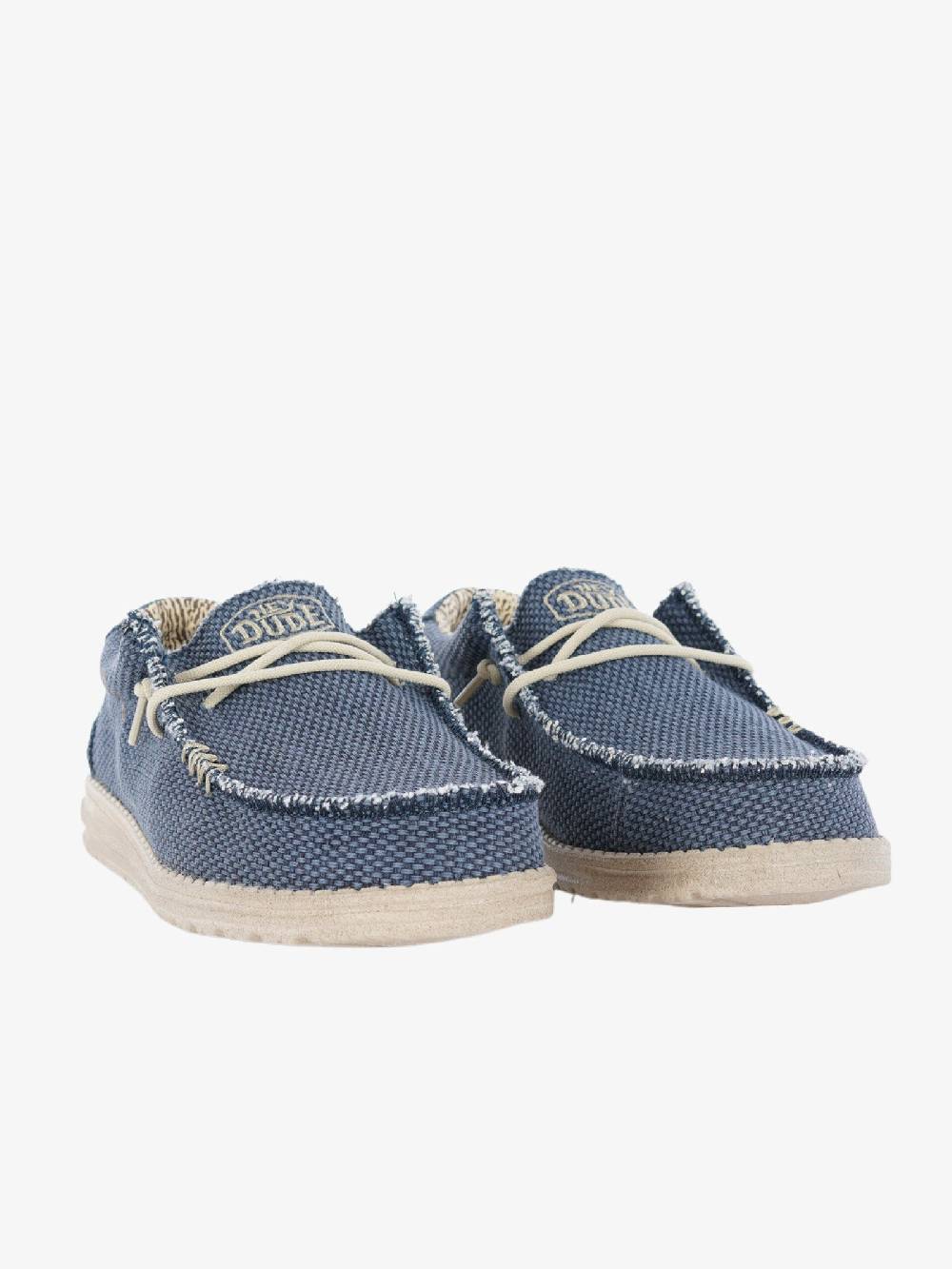 HEY DUDE Mocassini Uomo Tessuto Blu Intrecciato Wally Braided