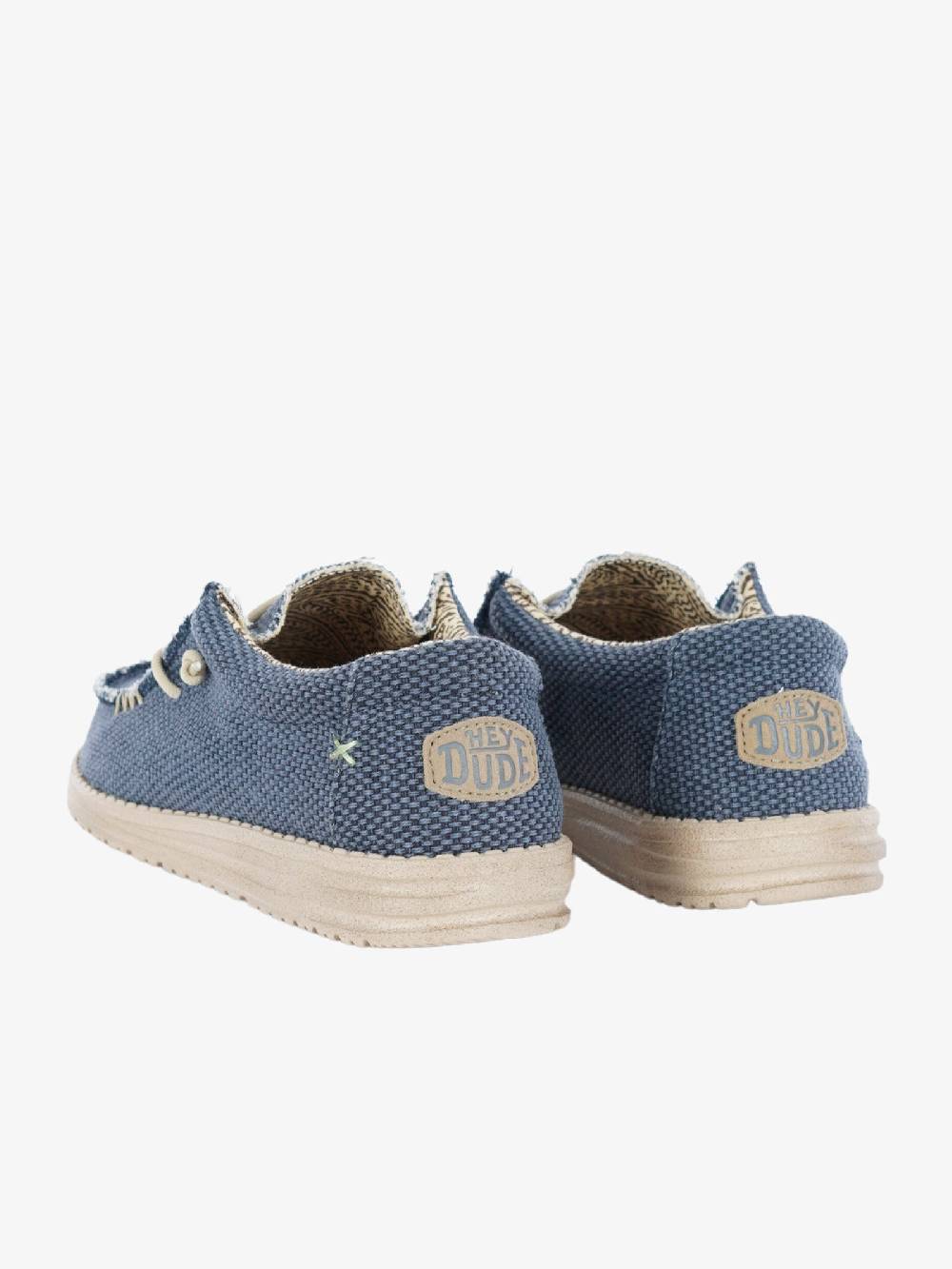 HEY DUDE Mocassini Uomo Tessuto Blu Intrecciato Wally Braided