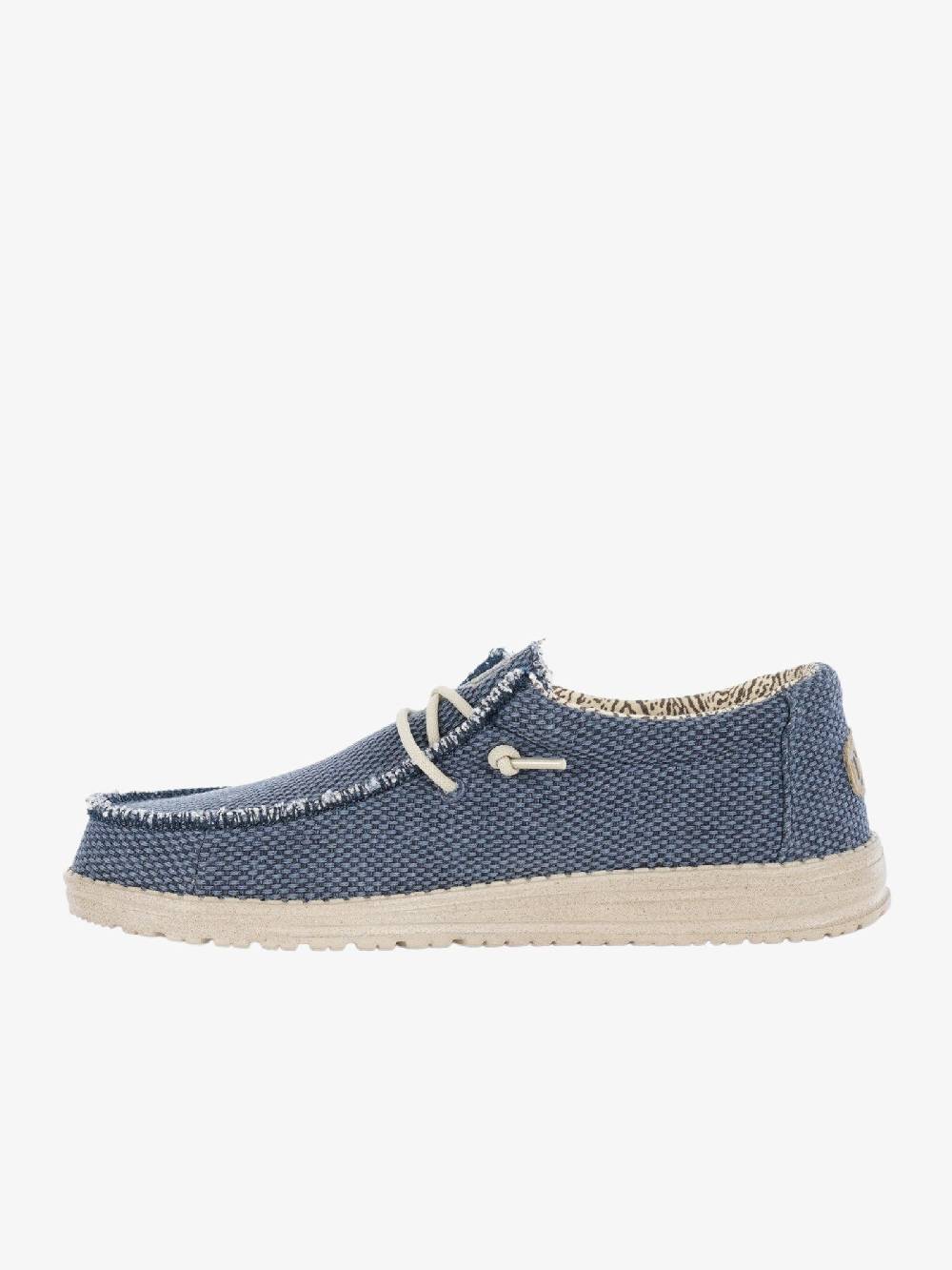 HEY DUDE Mocassini Uomo Tessuto Blu Intrecciato Wally Braided