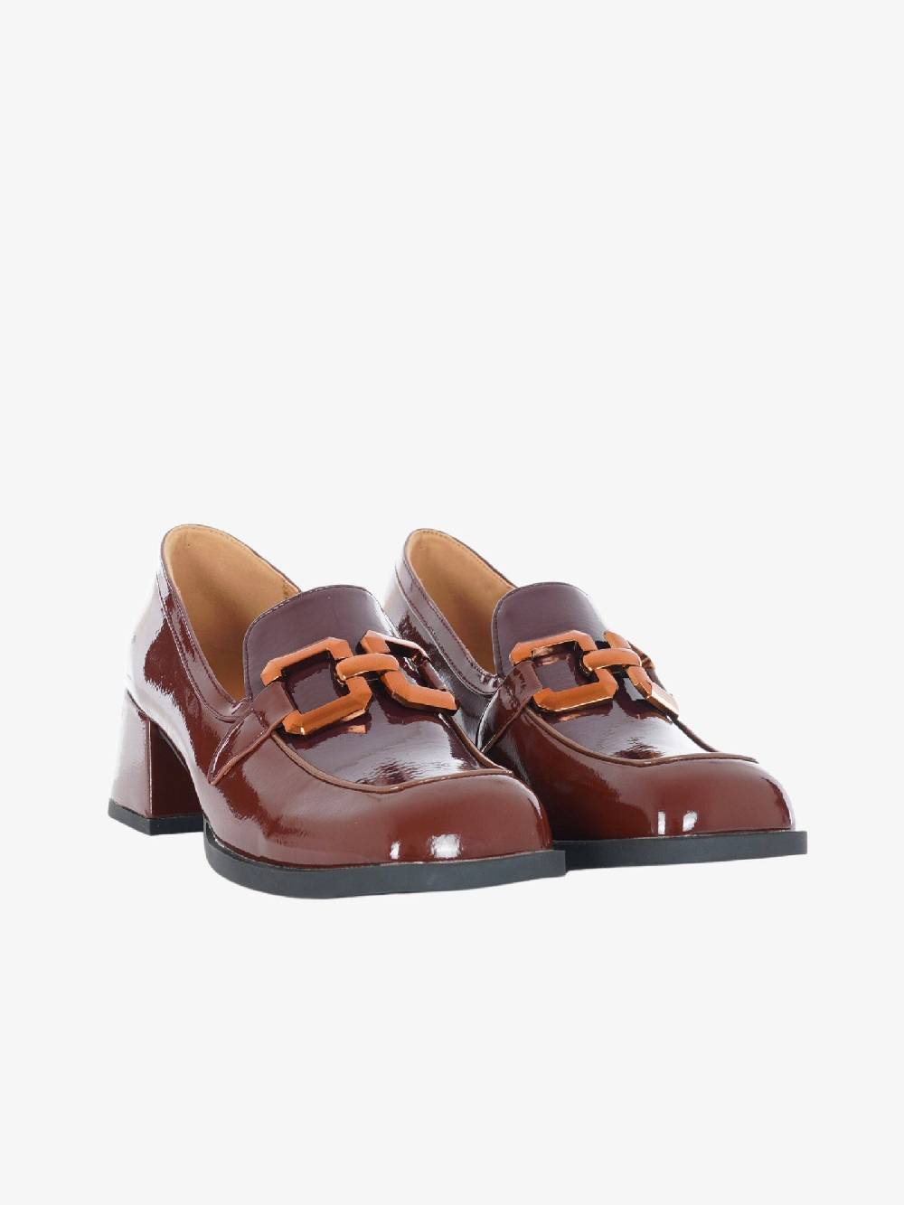 NOA HARMON Mocassino Con Tacco Ben 9581 Donna In Vernice Vegana Marrone