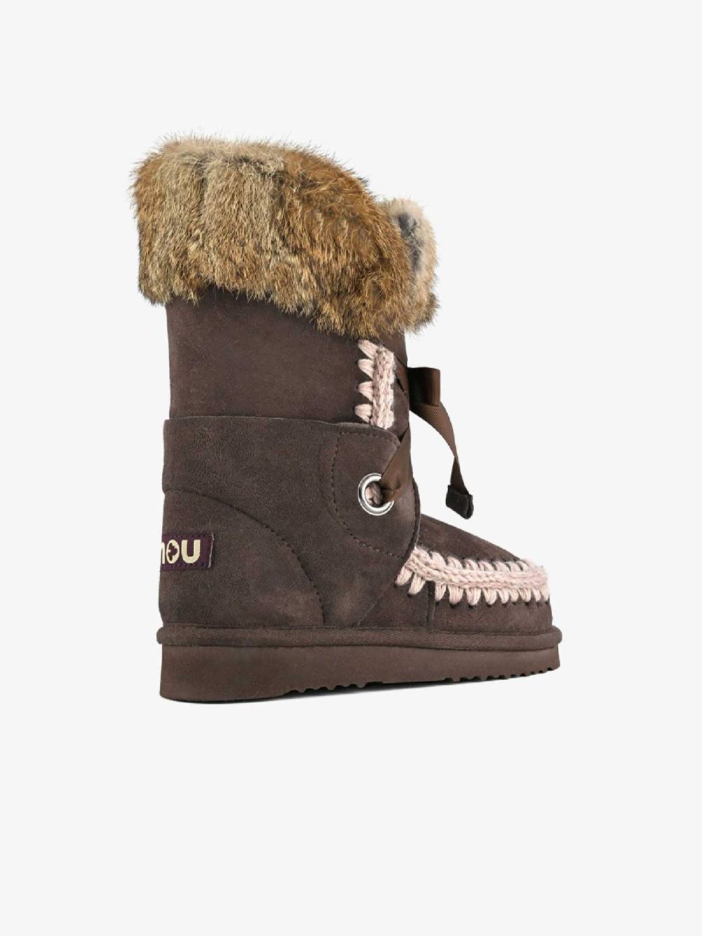 MOU Stivaletti Eskimo Donna Pizzo E Pelliccia Moca