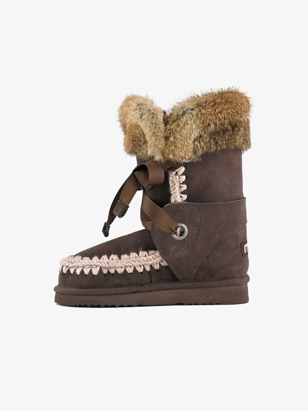 MOU Stivaletti Eskimo Donna Pizzo E Pelliccia Moca