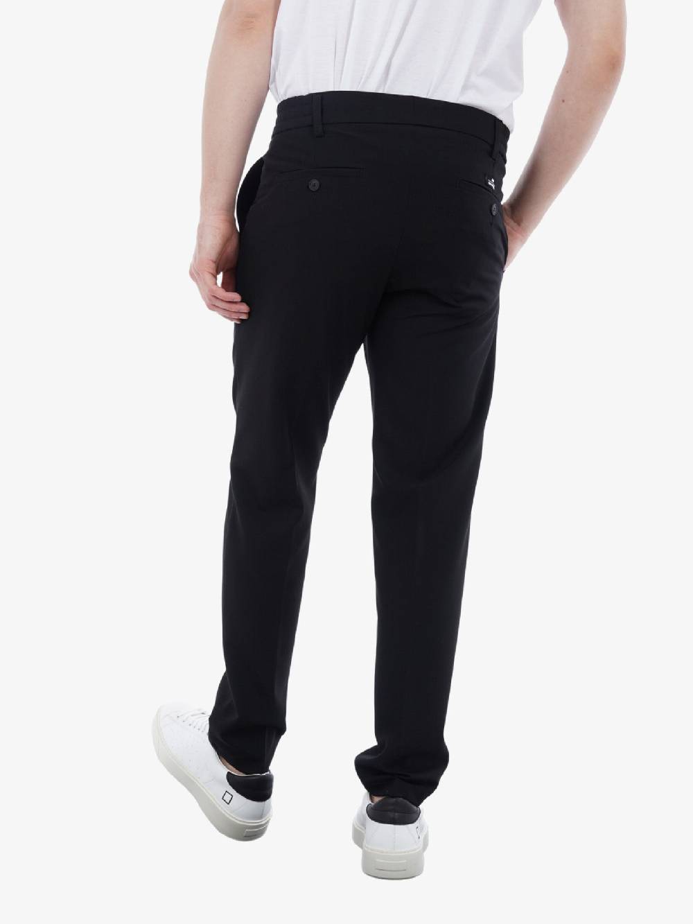 ALESSANDRO DELL'ACQUA Pantalon Elegante Uomo In Nero Con Dettagli In Pelle