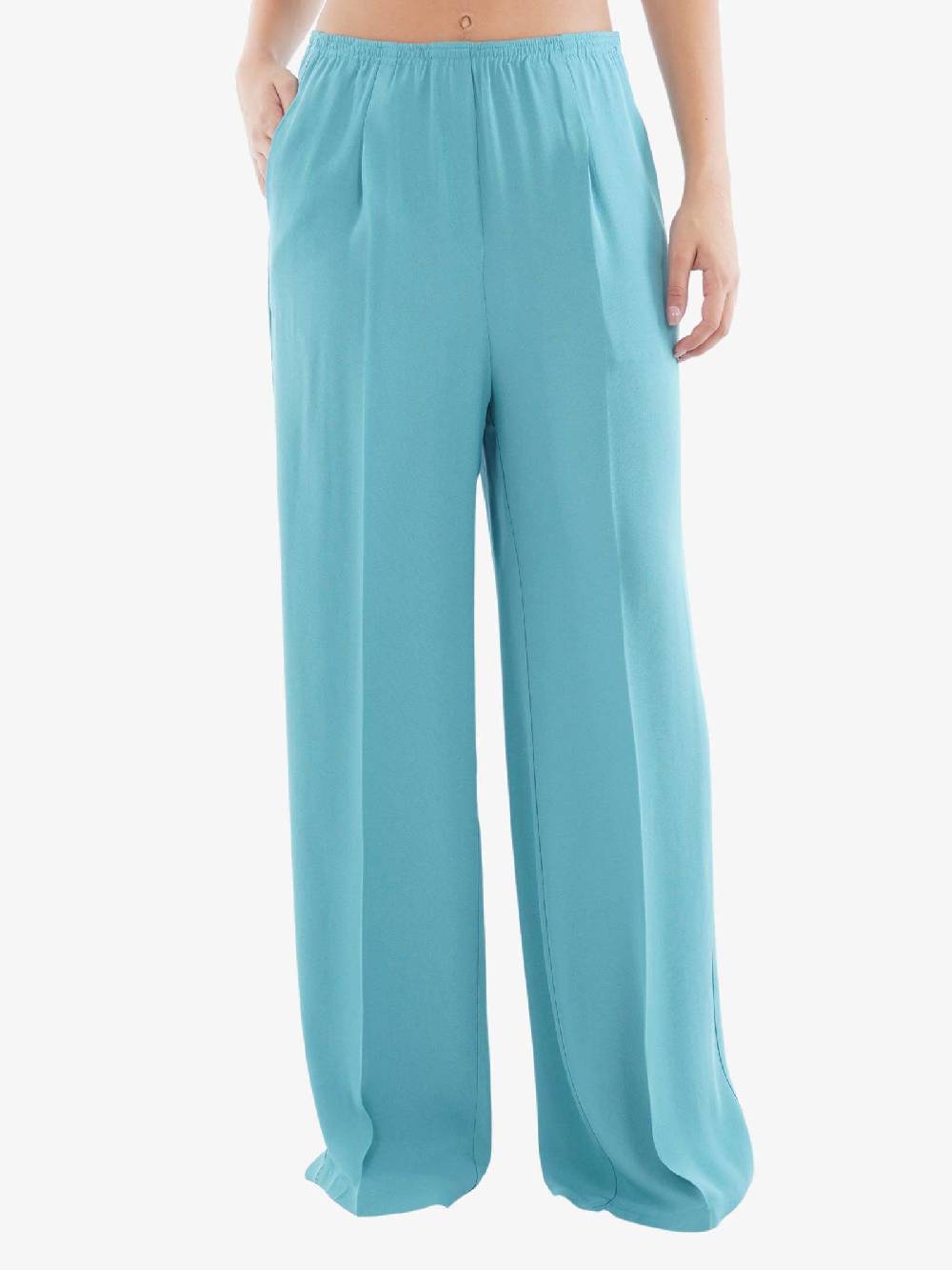 JUCCA Pantalone A Gamba Dritta Donna Con Elastico Azzurro
