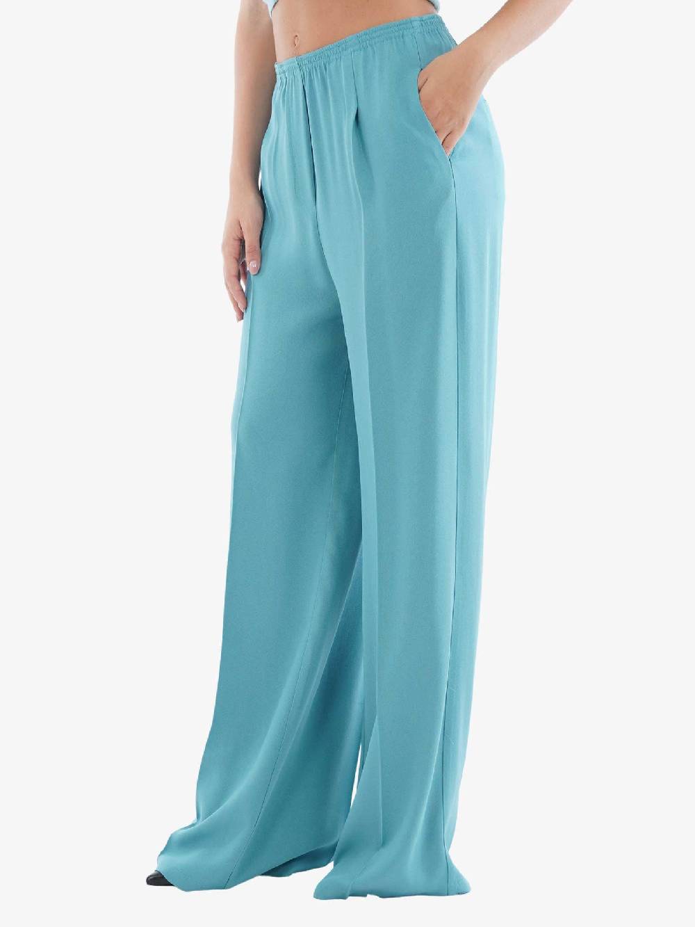 JUCCA Pantalone A Gamba Dritta Donna Con Elastico Azzurro