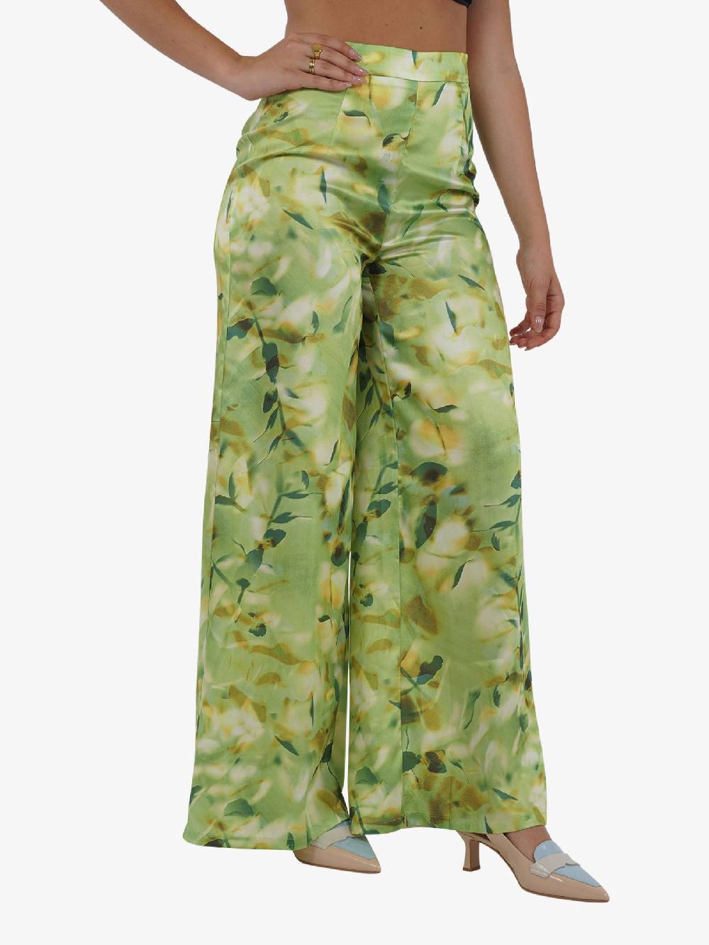 GLAMOROUS Pantalone A Gamba Larga AC2413 Donna Verde