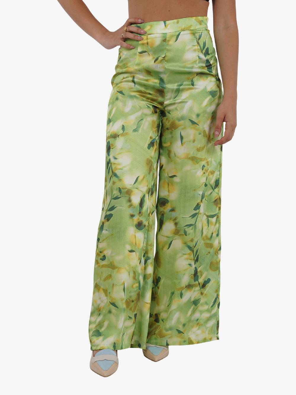 GLAMOROUS Pantalone A Gamba Larga AC2413 Donna Verde