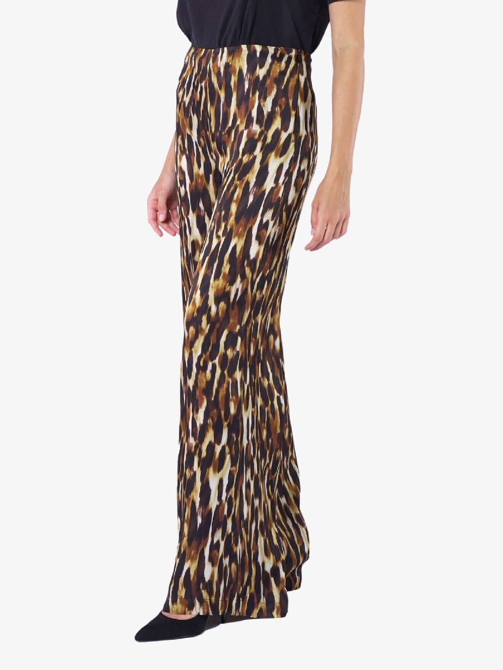 JUCCA Pantalone A Gamba Larga Donna In Viscosa Stampa Marrone