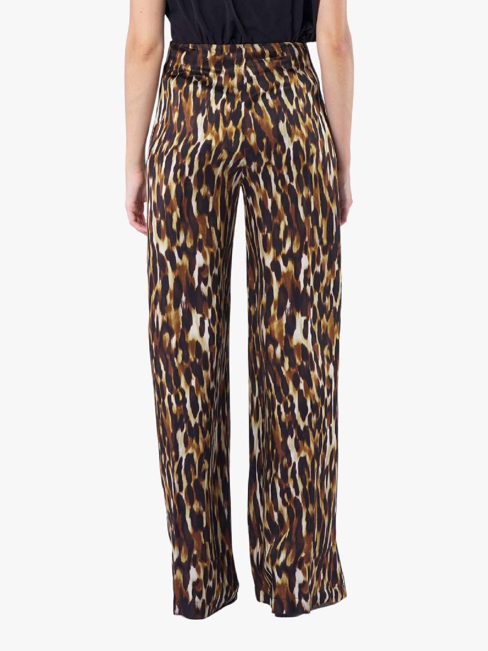 JUCCA Pantalone A Gamba Larga Donna In Viscosa Stampa Marrone