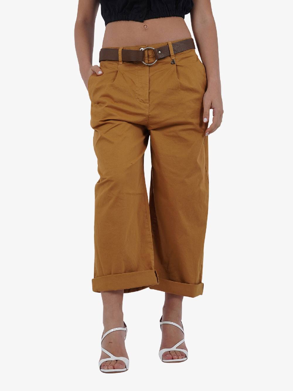 DIXIE Pantalone a gamba larga P773J185 donna cotone beige