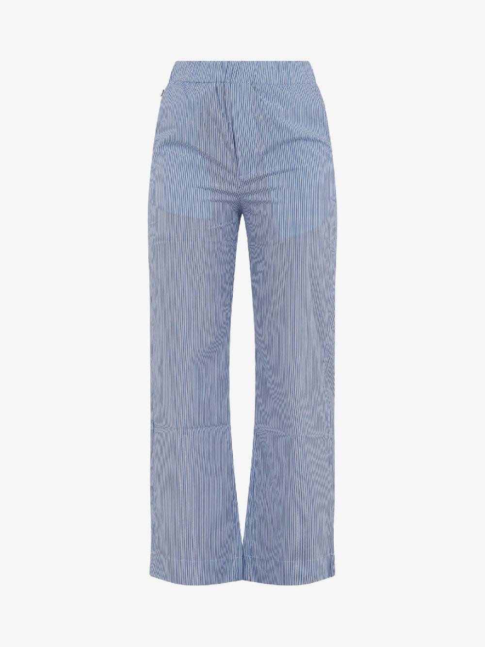 JIJIL Pantalone a gamba larga PA160 in popeline di cotone a righe azzurro