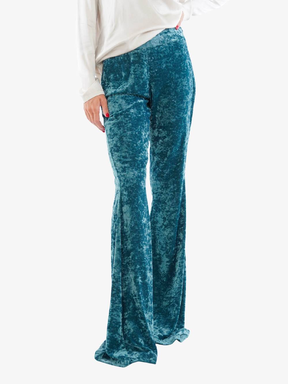 ANIYE BY Pantalone A Gamba Svasata Zira Donna In Velluto Ottanio