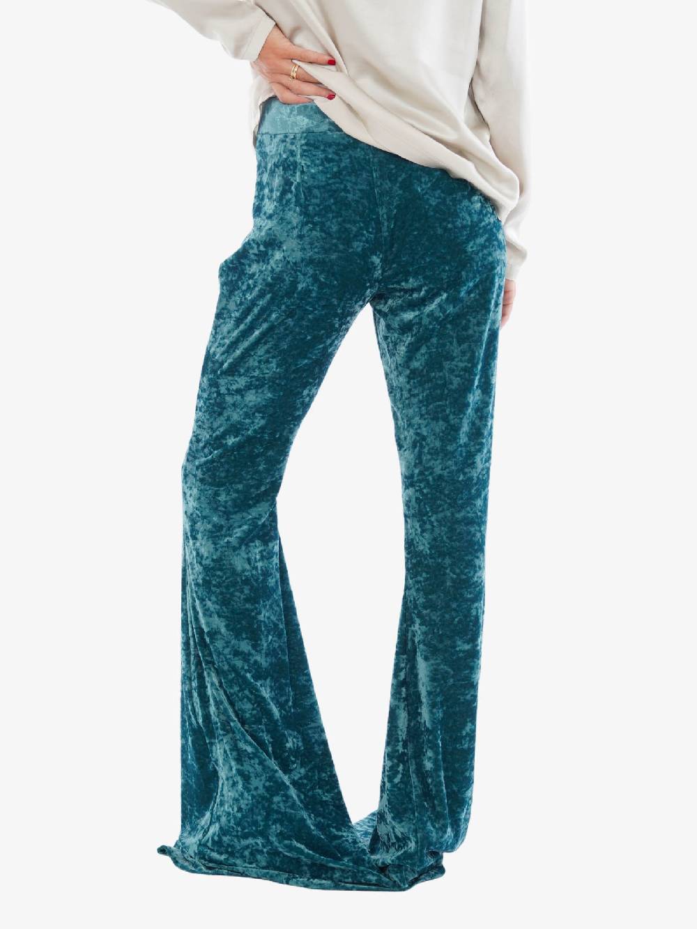 ANIYE BY Pantalone A Gamba Svasata Zira Donna In Velluto Ottanio