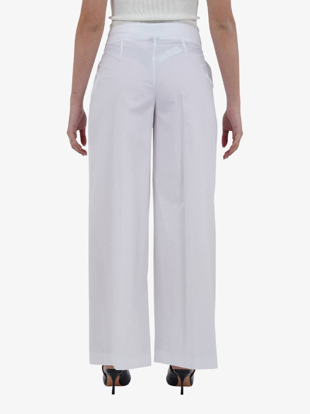 NORA BARTH Pantalone A Palazzo 24133/P-107 Donna Cotone Bianco