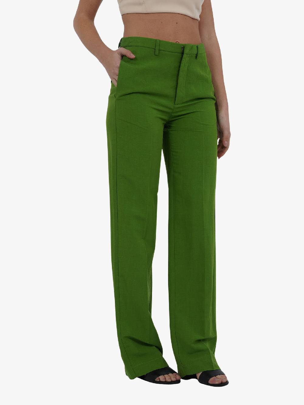 MERCI Pantalone A Palazzo 375 Donna In Viscosa Avocado