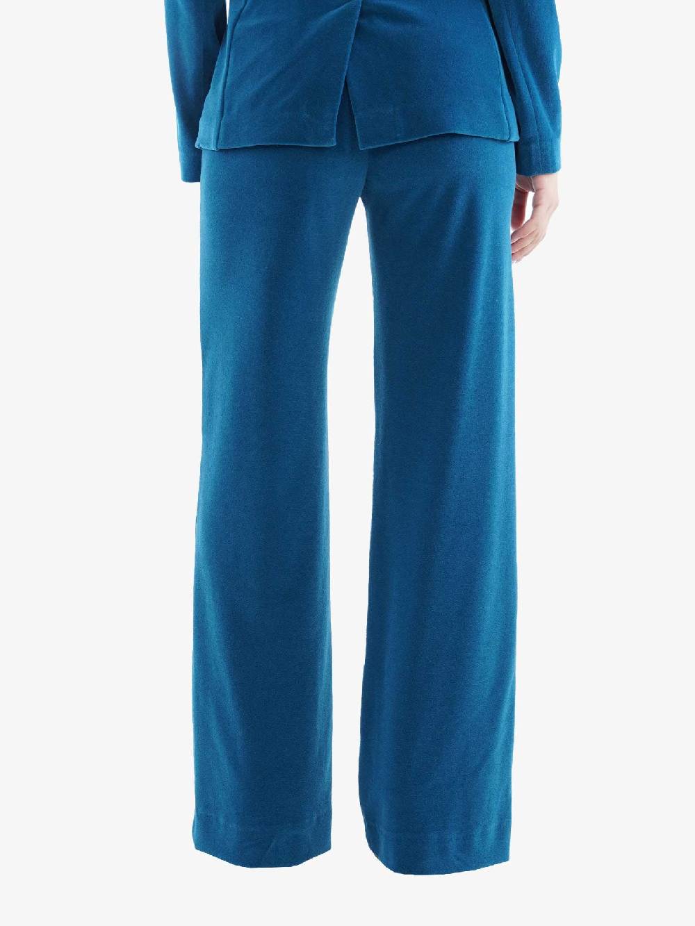 OTTOD'AME Pantalone A Palazzo Donna In Velluto Ceruleo