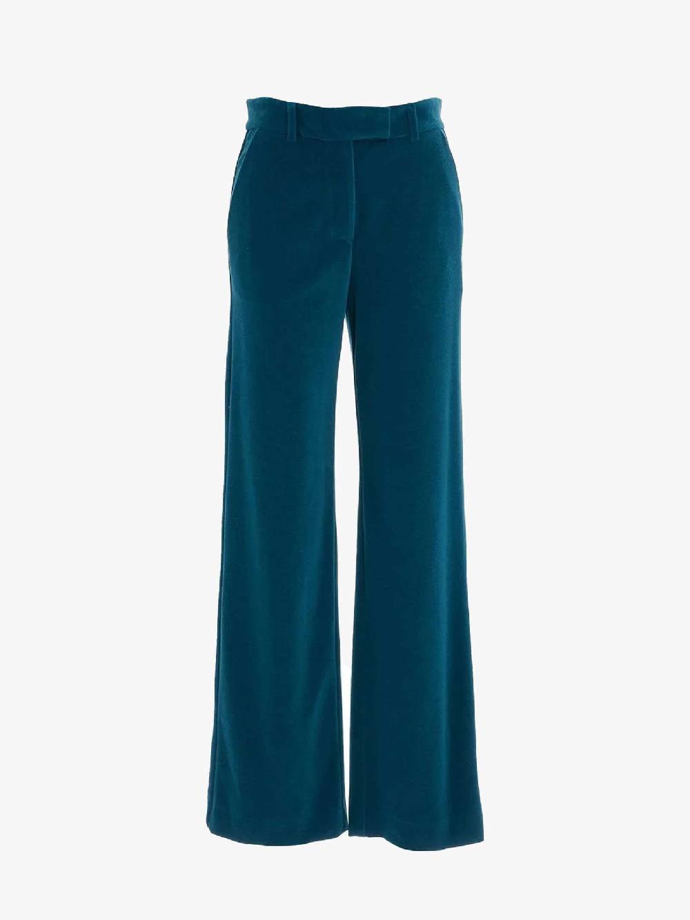 OTTOD'AME Pantalone a palazzo donna in velluto ceruleo