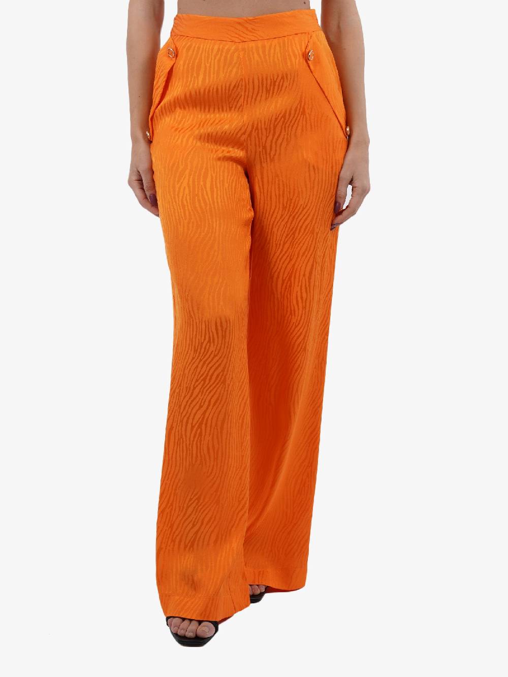 SPACE SIMONA CORSELLINI Pantalone A Palazzo In Jacquard Donna Zebrato