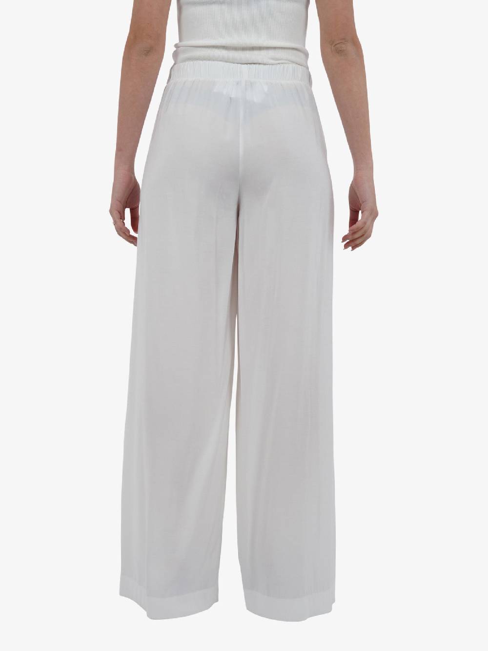 JIJIL Pantalone A Palazzo PA148 Donna Viscosa Bianco
