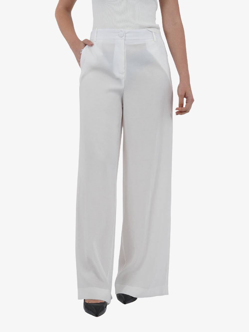 JIJIL Pantalone a palazzo PA148 donna viscosa bianco