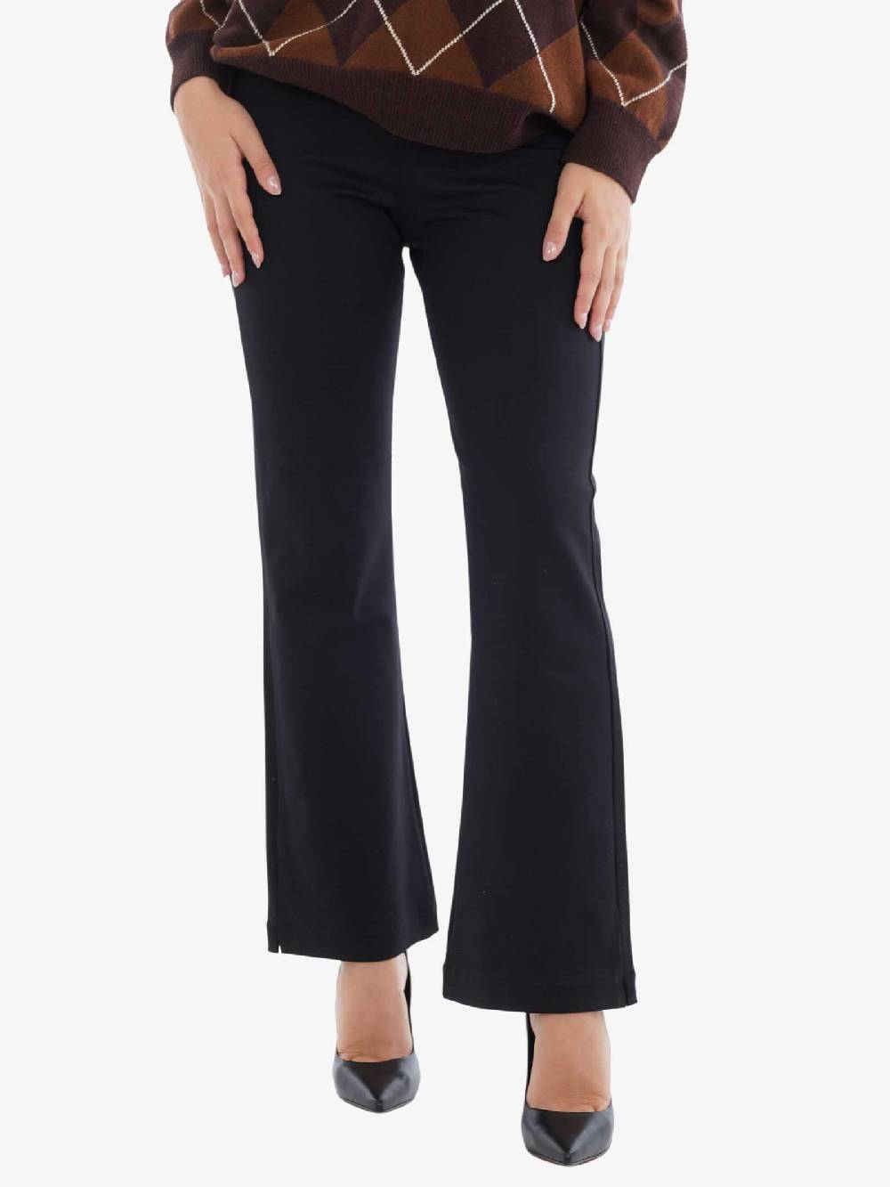 TRASH AND LUXURY Pantalone A Vita Alta 240362 Donna In Cotone Nero