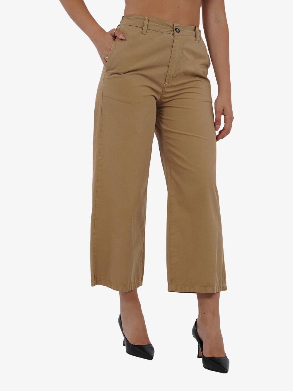DIXIE Pantalone A Vita Alta P142J175 Donna Cotone Beige