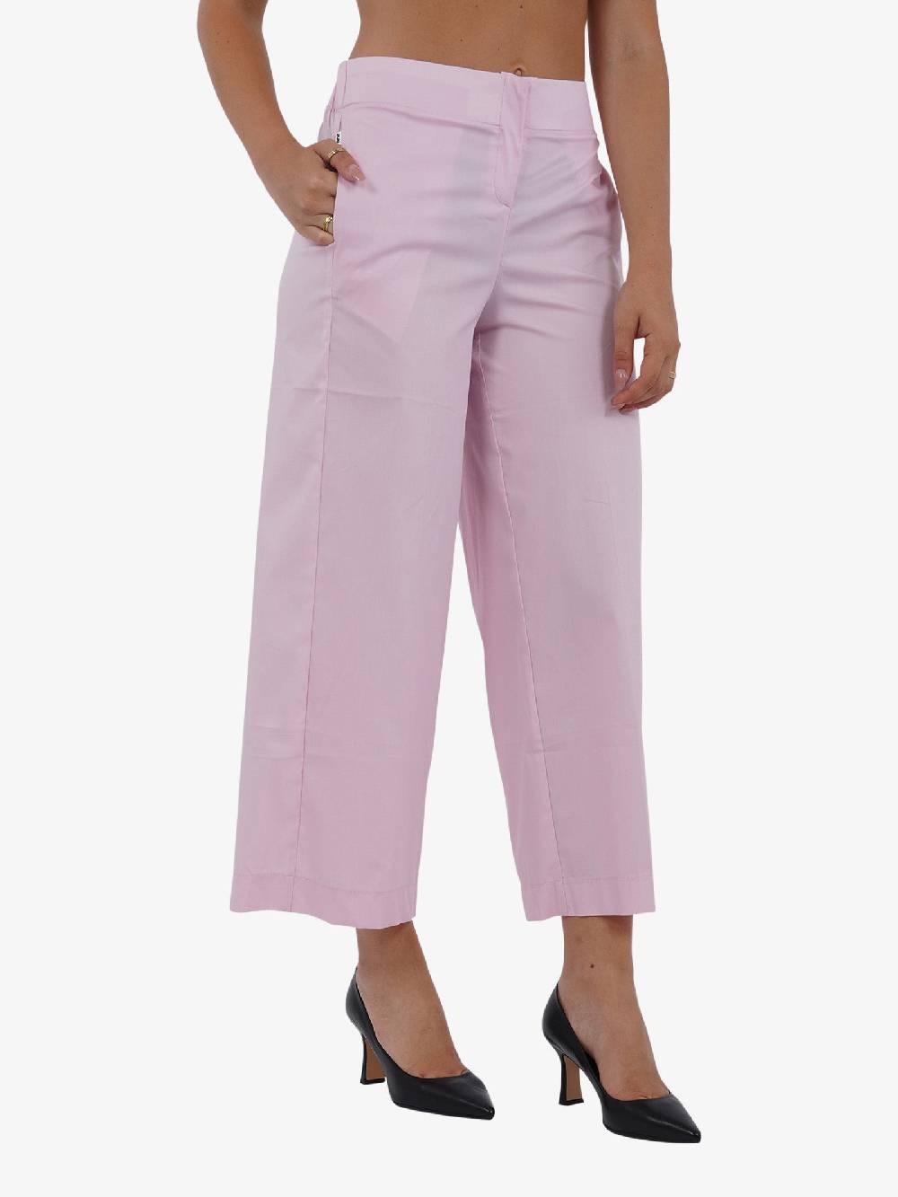 JIJIL Pantalone A Vita Alta PA279 Donna Cotone Rosa