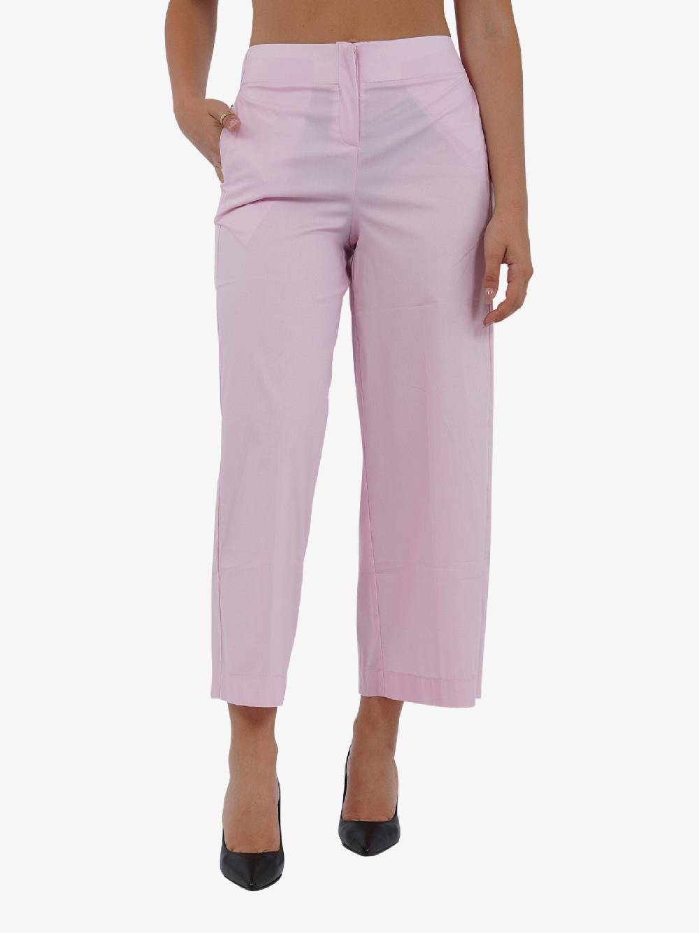 JIJIL Pantalone a vita alta PA279 donna cotone rosa