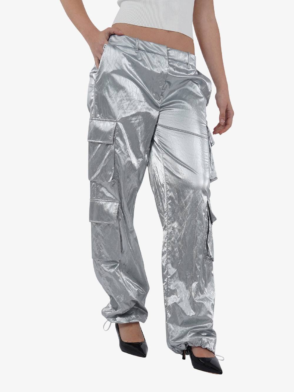 JIJIL Pantalone A Vita Bassa PA240 Donna Viscosa Argento