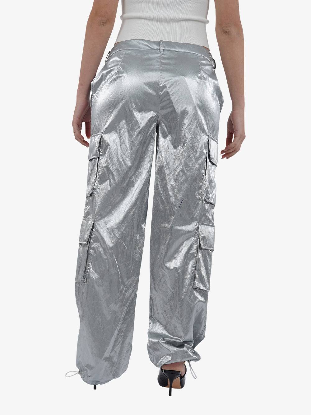 JIJIL Pantalone A Vita Bassa PA240 Donna Viscosa Argento