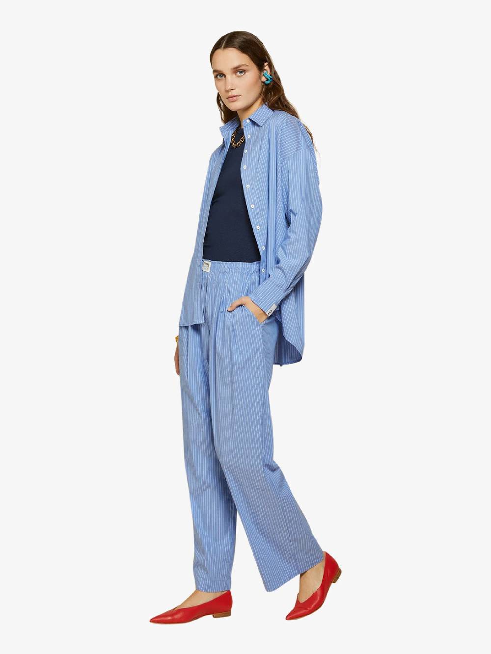 OTTOD'AME Pantalone AIL_DP9531 Donna Cotone Azzurro