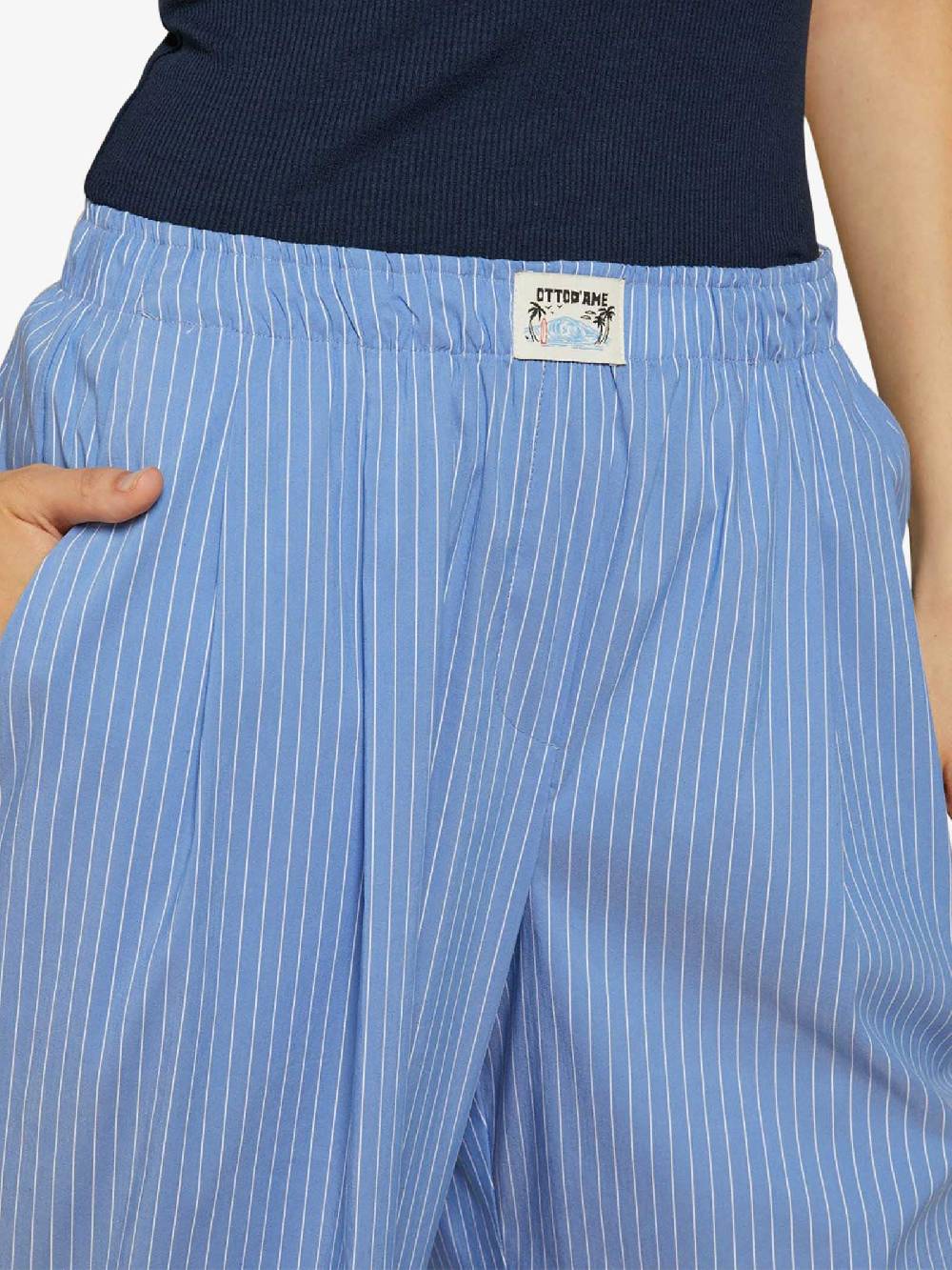 OTTOD'AME Pantalone AIL_DP9531 Donna Cotone Azzurro