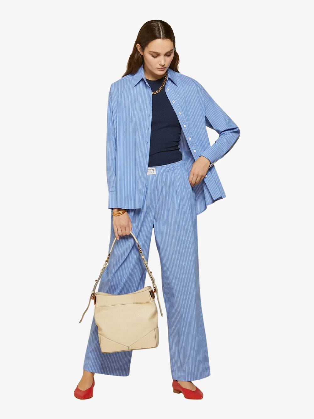 OTTOD'AME Pantalone AIL_DP9531 Donna Cotone Azzurro