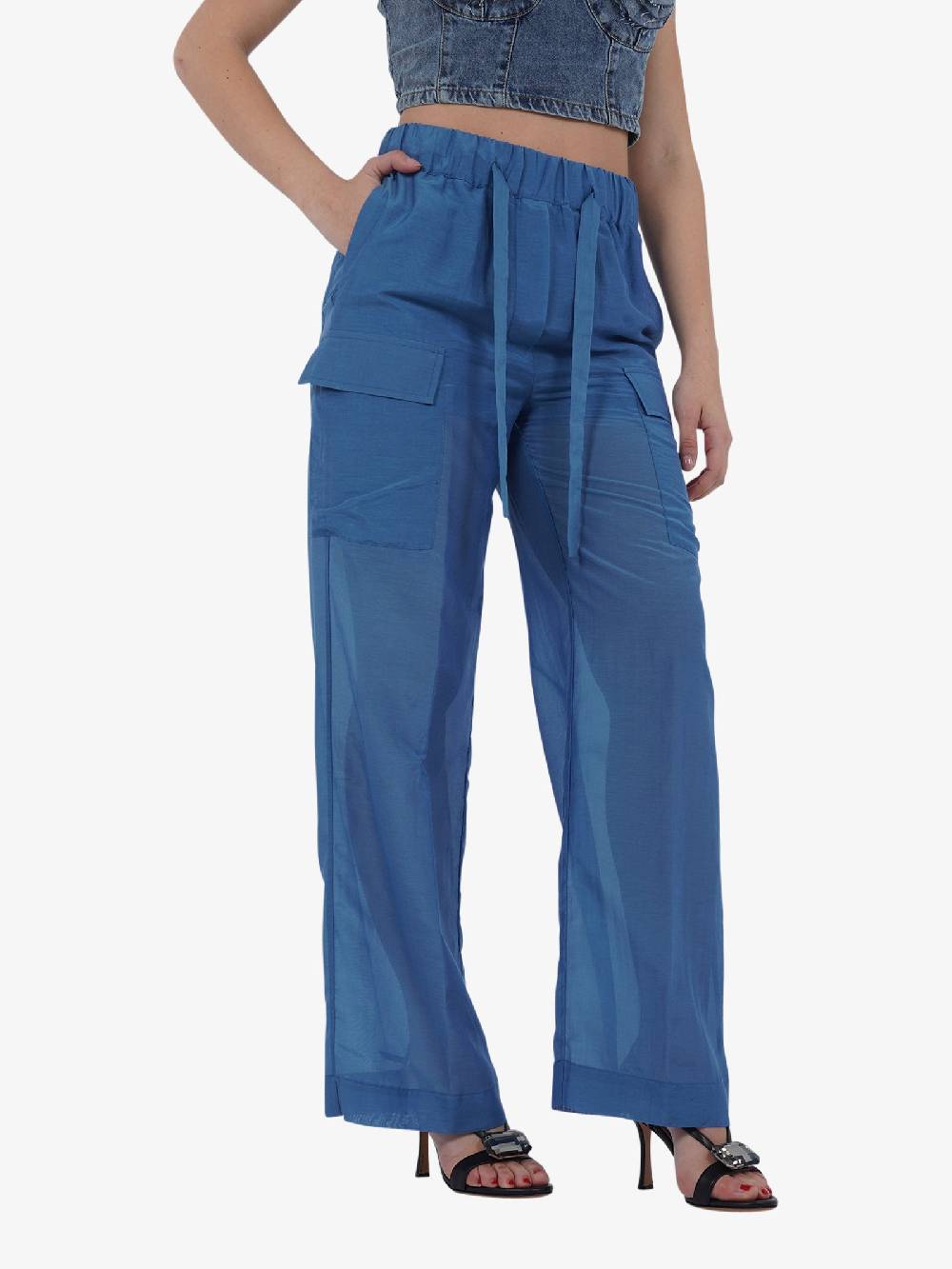 SEMICOUTURE Pantalone Aurora S4SI11 Donna Cotone Azzurro