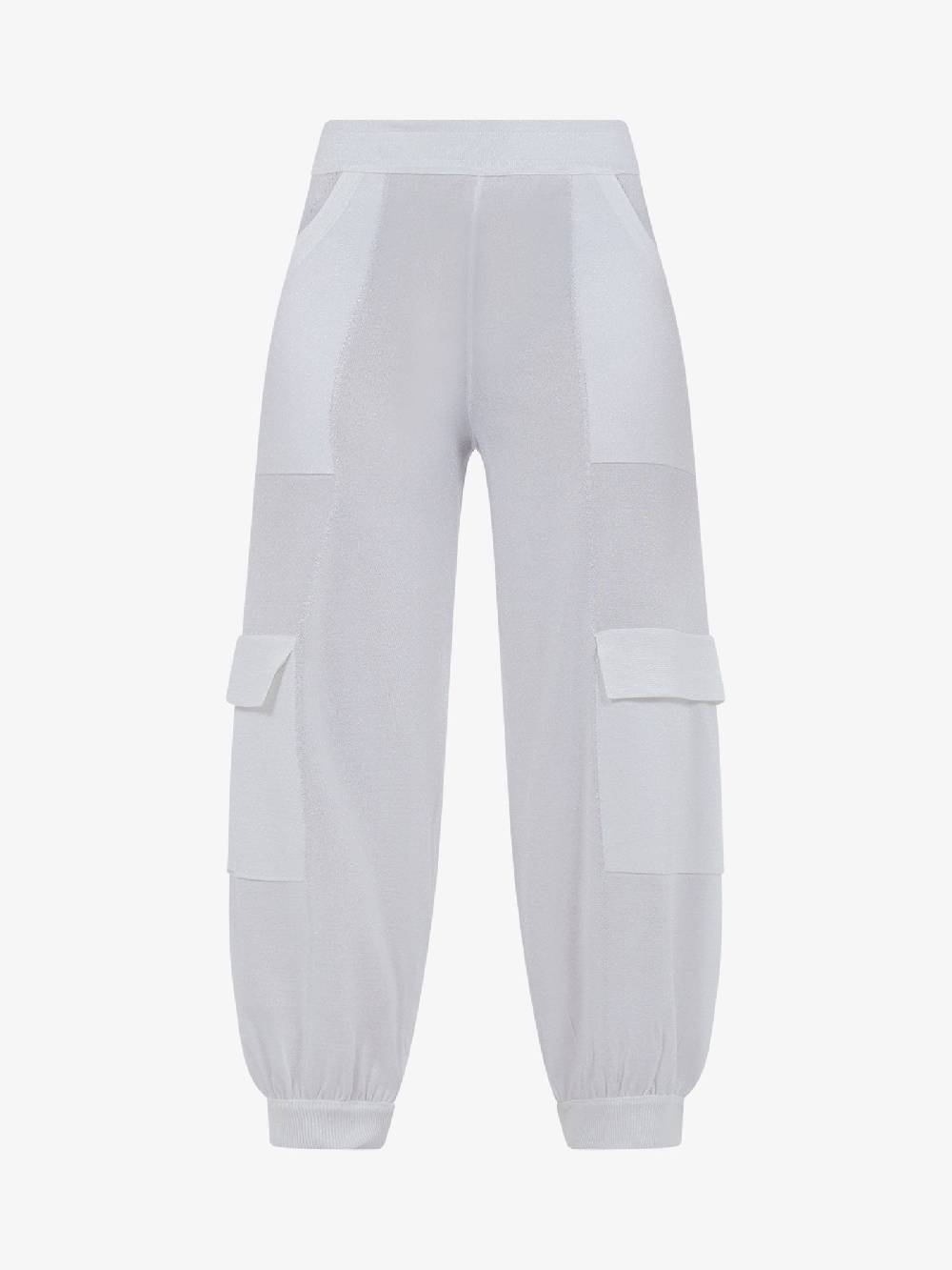 CIRCUS HOTEL Pantalone Cargo In Lurex H4SA13 Donna Viscosa Bianco