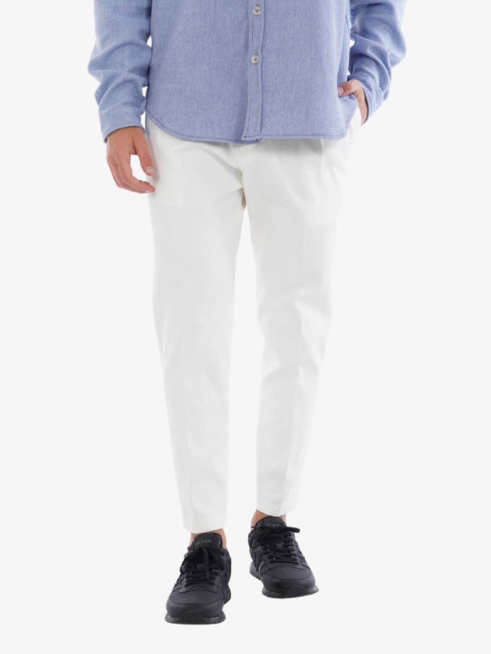 GOLDEN CRAFT Pantalone Charles Drill Uomo In Cotone Bianco