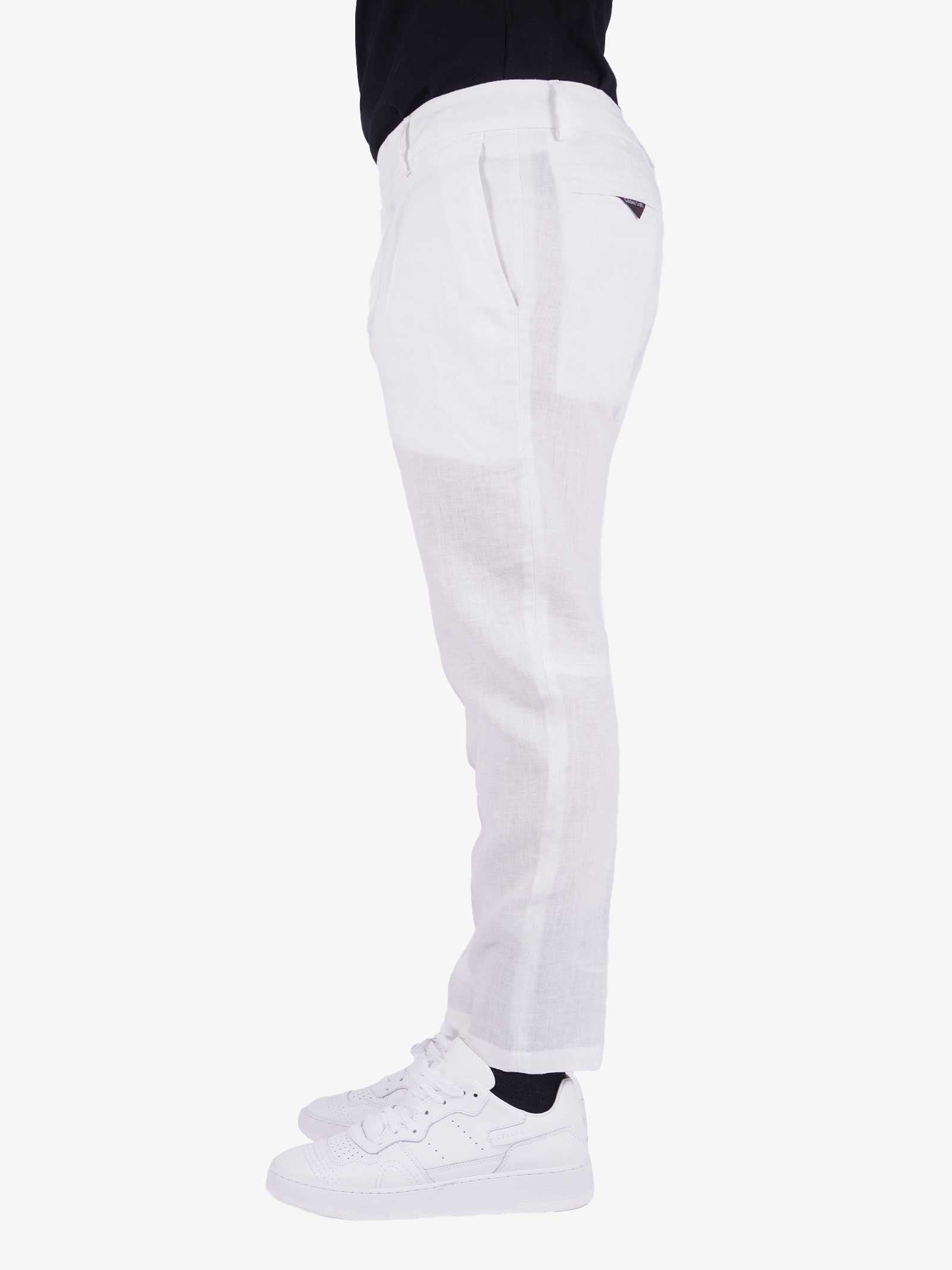 GOLDEN CRAFT Pantalone Charles In Lino Con Pences Uomo Bianco