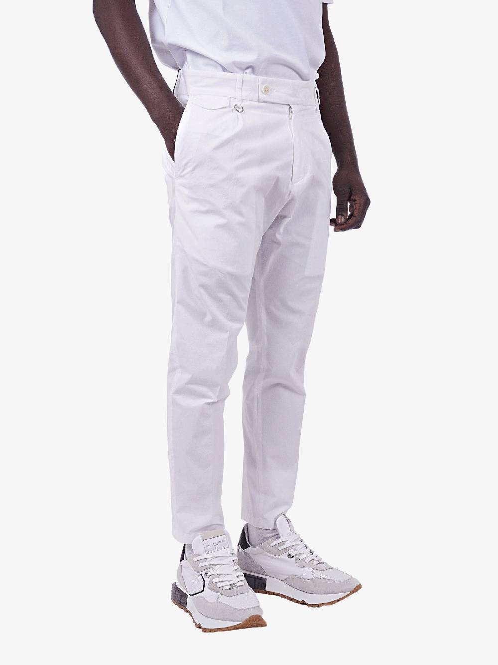 GOLDEN CRAFT Pantalone Charles Uomo In Cotone Leggero Bianco