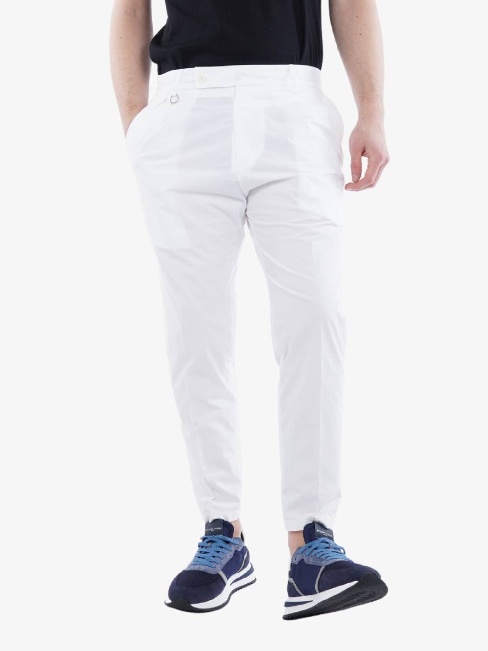 GOLDEN CRAFT Pantalone Charles Uomo In Cotone Leggero Bianco