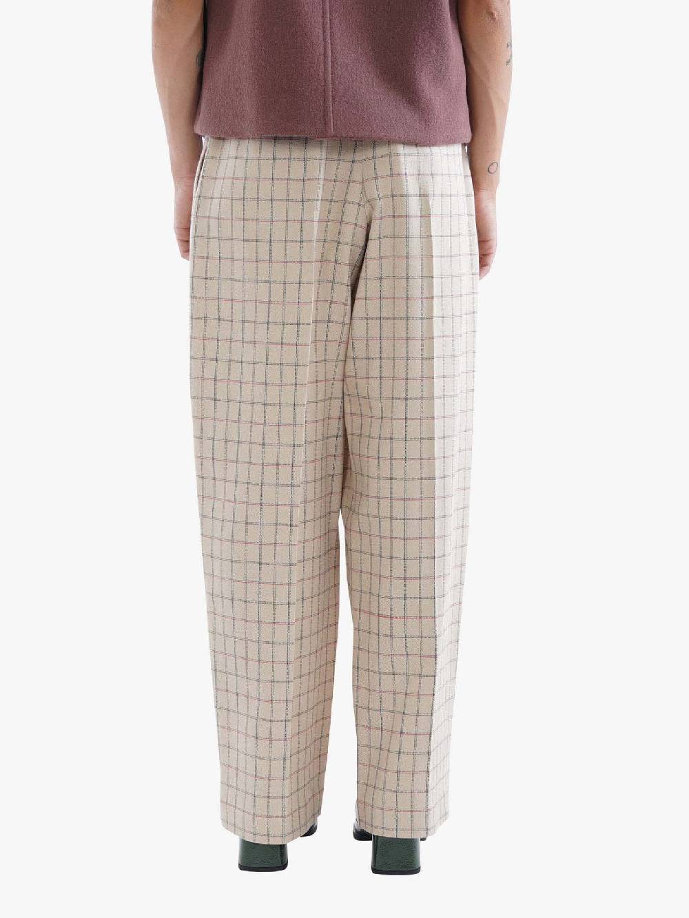 ALYSI Pantalone Check Donna Dritto In Cotone Noce Con Pinces