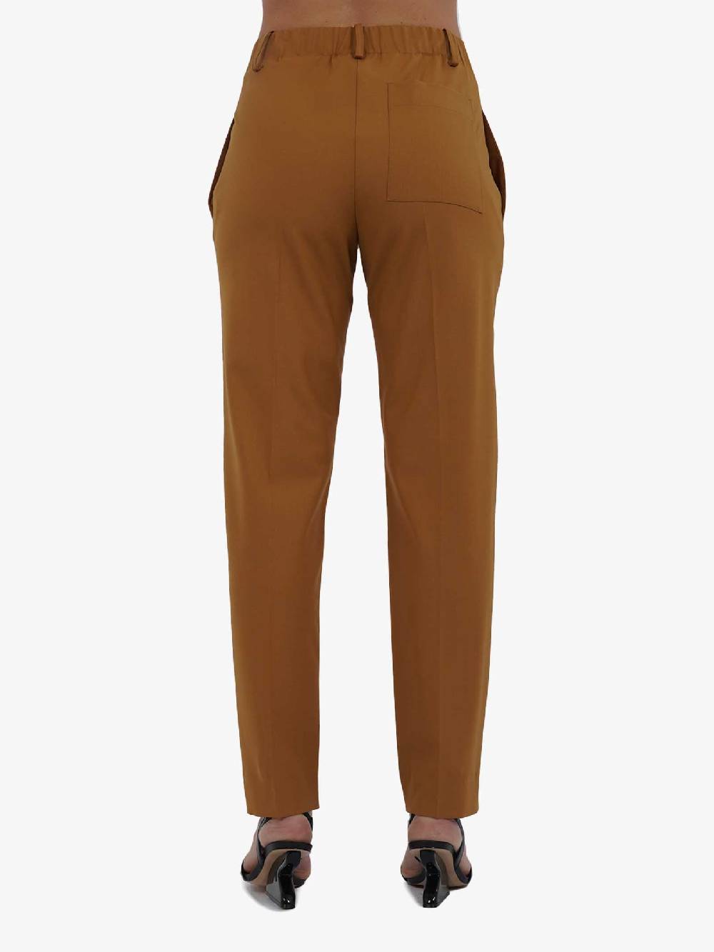 ALYSI Pantalone Chino Donna In Tela Di Lana Caramello