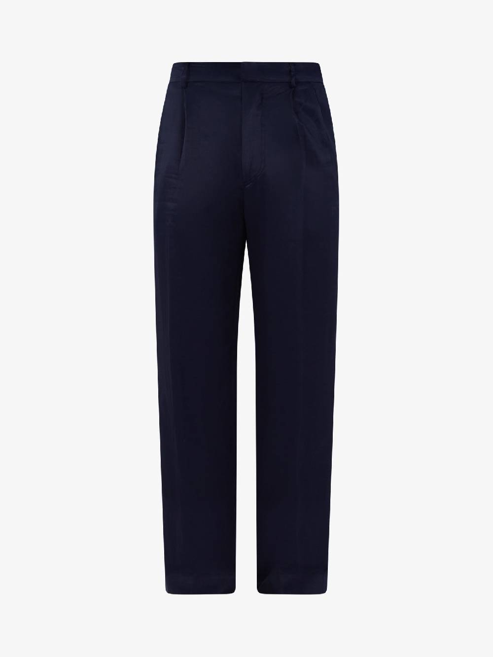 C93 Pantalone Con Abbottonatura Laterale Uomo Lino Blu