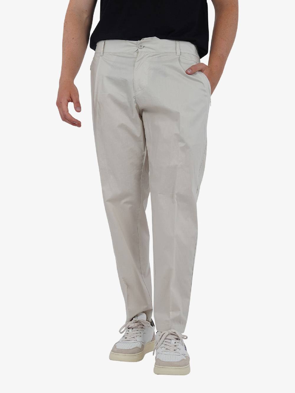 YES LONDON Pantalone Con Bottone XP3223 Uomo Lana Panna