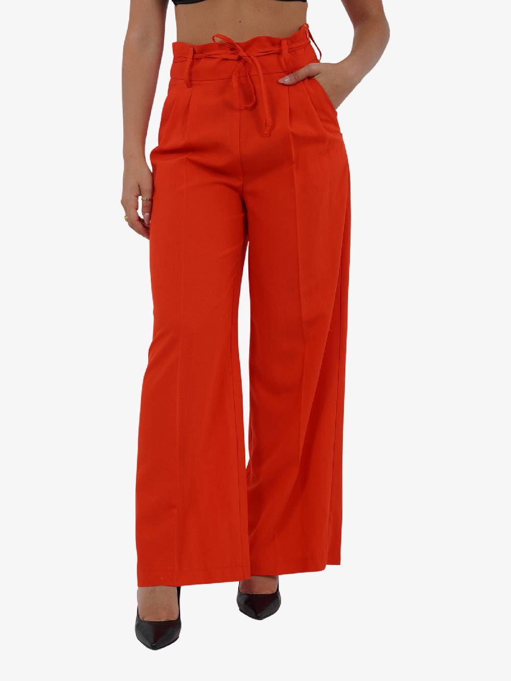 VICOLO Pantalone con coulisse e laccio TB1550 donna viscosa rosso